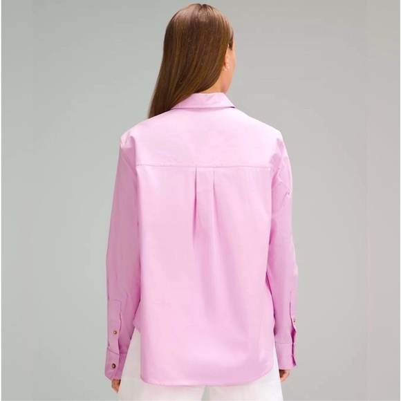 Lululemon Cotton Blend Poplin Button Down Shirt Vitapink Size Large NWT - Picture 3 of 14